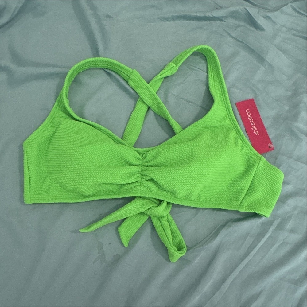 Xhilaration Women's Bralette Bikini Swim‎ Top Green Textured L